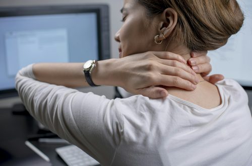 Neck pain of a young woman